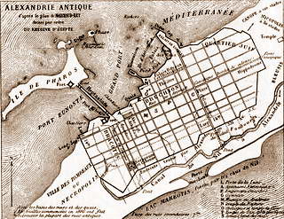 Ancient Alexandria plan drawn by Mahmoud Bey el-Falaki for french emperor Napoleon III